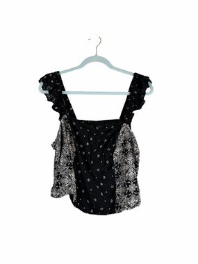 Torrid Black Bandana Print Ruffle Strap Corset Tank Top Size 1X